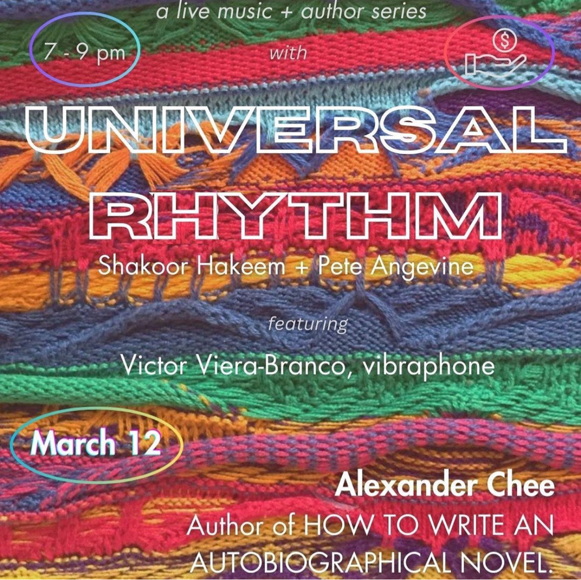 live music + author series: universal rhythm x alexander chee