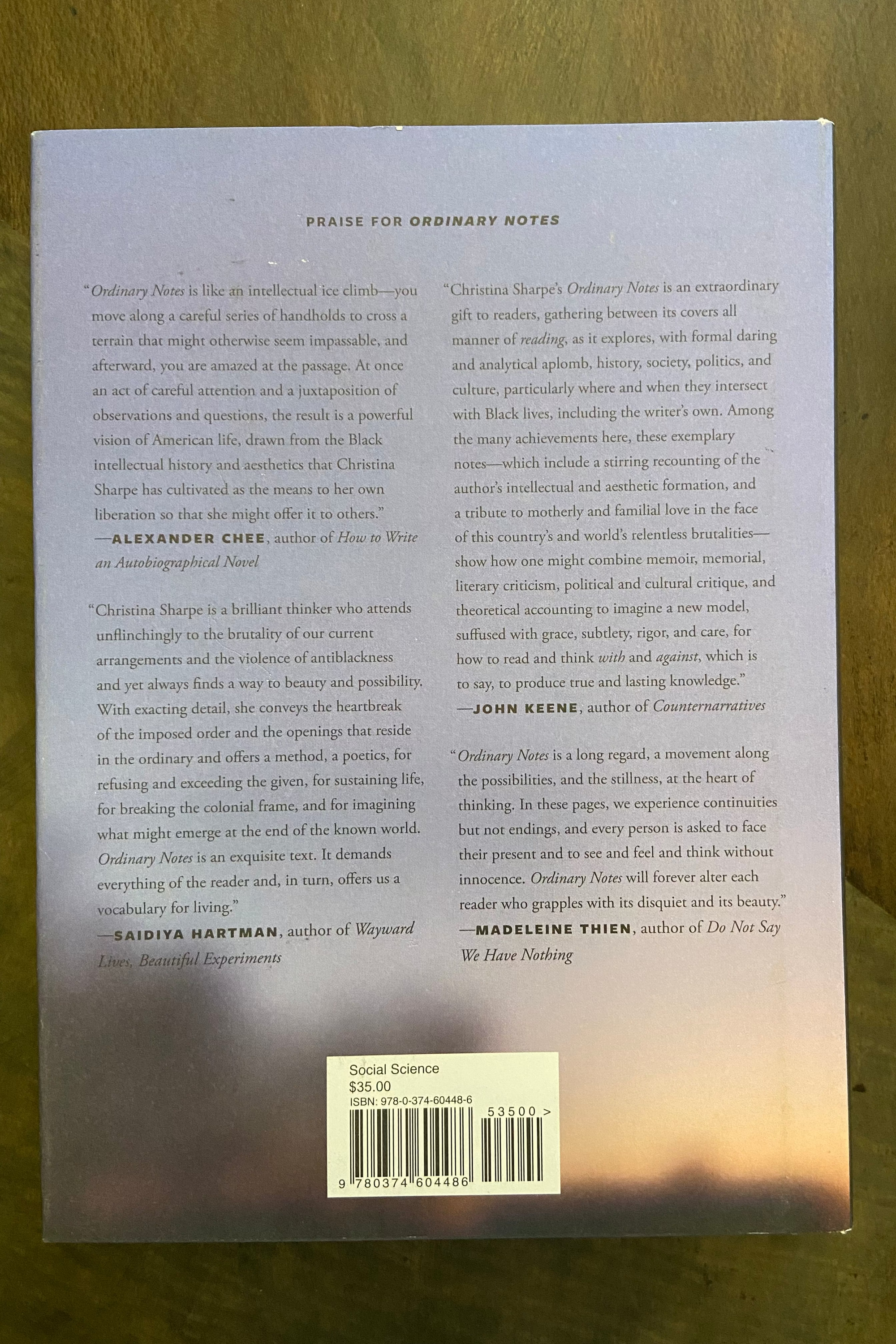 Ordinary Notes | Christina Sharpe