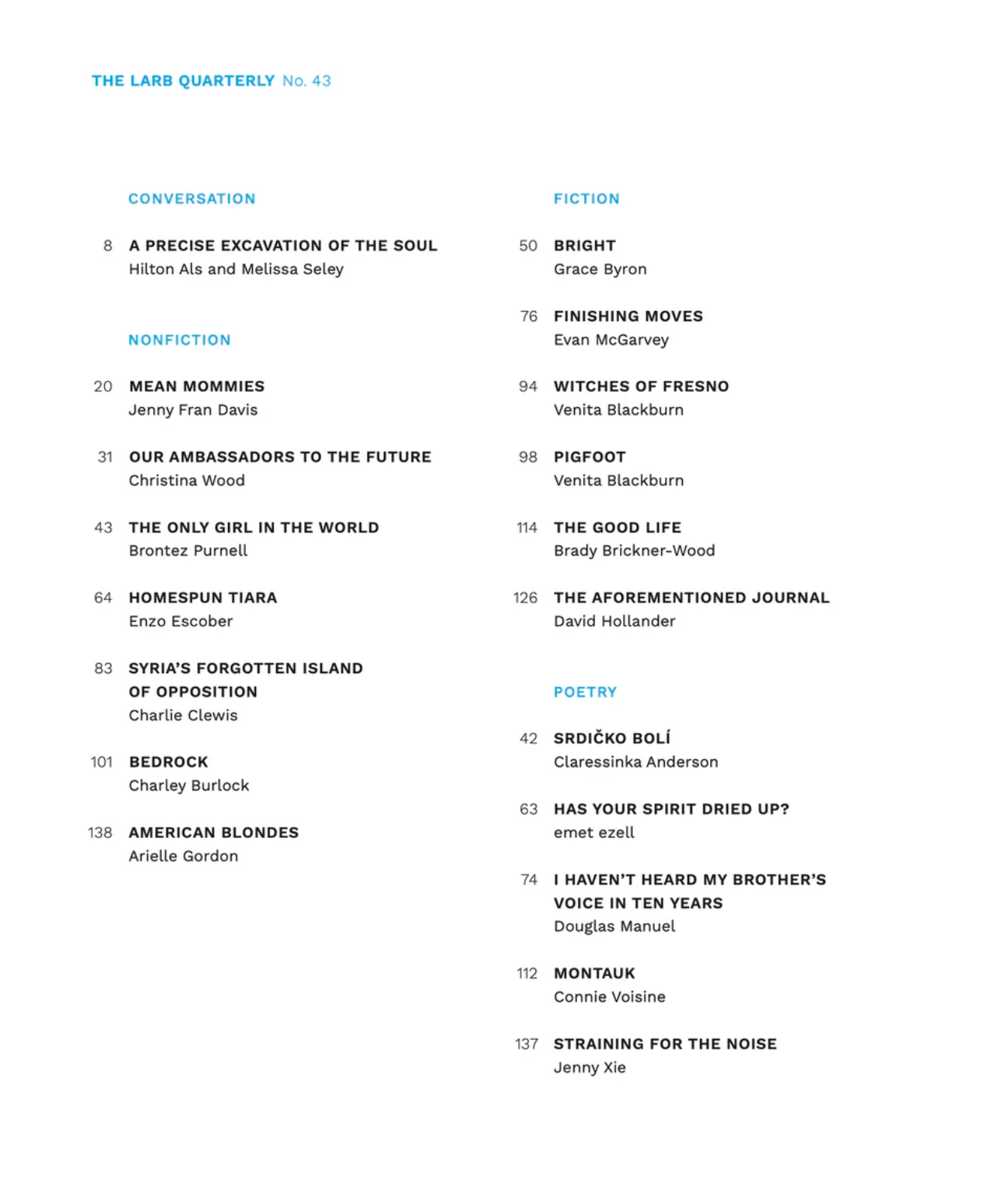 LARB QUARTERLY / no. 43